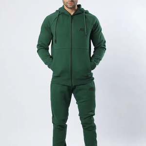 Ensemble de survêtement à capuche en polyester à expédition rapide, veste d'entraînement personnalisée à fermeture éclair intégrale et pantalon de jogging fuselé, vêtements de sport pour la gym, vente en gros - Product Image 6