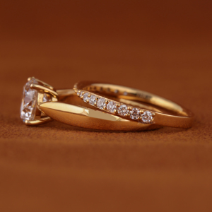 2.00 Carat Round Cut Lab Grown Diamond Solitaire Engagement Ring Matching Round Diamond half eternity <b>Wedding</b> Band Bridal Rings - Product Image 3