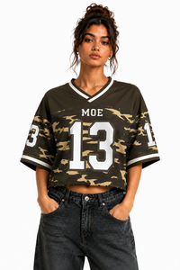 Camiseta Deportiva de Camuflaje Personalizada, Estilo Vintage Unisex, Estampado de Camuflaje para Caza, Estilo Americano, Y2K, Hip Hop, Oversize y Corta, con Cuello en V - Product Image 2