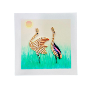 การ์ดควิลลิ่งลายเครนคู่  ธีมธรรมชาติ นกที่สง่างาม การ์ดควิลลิ่งลายศิลปะ พร้อมซองจดหมาย การ์ดอวยพรทำมือสำหรับเป็นของขวัญ - Product Image 2