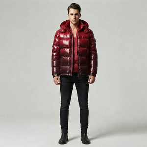 Blouson matelassé brillant bordeaux tendance pour homme, idéal pour les fêtes, chaud et rembourré pour l'hiver, séchage rapide, en nylon, fabriqué en usine - Product Image 3