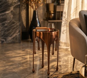Mesa de Centro Moderna Minimalista con Diseño de Goteo, Mueble Decorativo de Metal para Sala de Estar Contemporánea - Product Image 1
