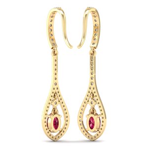 Boucles d'oreilles pendantes REYES en argent sterling 925 avec rubis et moissanite certifiée GRA, bijoux fins pour femmes, prix de gros - Product Image 4