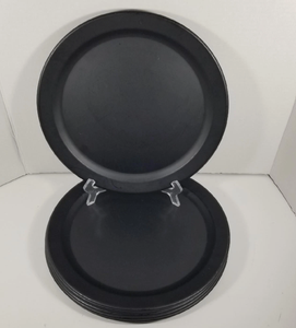 Assiette de Présentation Noir Mat, Assiette de Présentation en Mélamine Noir Satiné Métallisé, Assiette de Service Moderne Minimaliste à Base Noire - Product Image 1