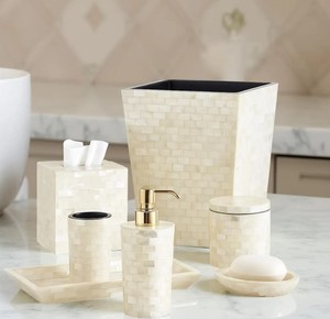 High End Mother Of Pearl <b>Bathroom</b> Vanity <b>Accessories</b> <b>Set</b> Chic MOP <b>Bathroom</b> Organizer Tray for <b>Bathroom</b> Decor Home Hotel Spa - Product Image 1
