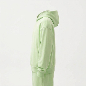Sudadera con Capucha Extra Grande para Hombre, Verde Sólido, Felpa de Algodón, Corte Casual, Largo Regular, Diseño con Bolsillos, Ropa de Otoño - Product Image 2