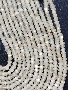 Cuentas facetadas de piedra lunar blanca natural de 4 mm y 4,5 mm, cuentas de piedras preciosas para la fabricación de joyería, precio al por mayor, proveedor mayorista. - Product Image 6