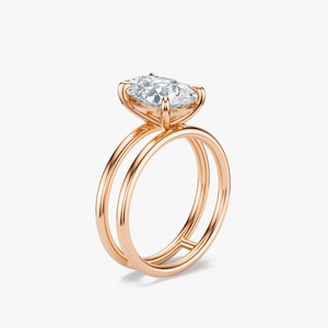 Anillo de Compromiso Solitario de Oro de 14K con Diamante Cultivado en Laboratorio en Forma de Pera, 2.50 CTW, Banda Doble Abierta, Joyería Fina para Novia - Product Image 2