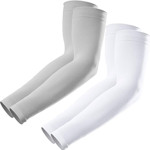 Manches de protection solaire UPF50+ pour femmes, couleur unie, manches trois-quarts, en polyester, compression, protection solaire, coudières, rose, noir, séchage rapide - Product Image 2