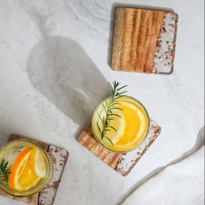 Transparent Resin Wood Joint Good Quality Wood Coaster Tableware Item <b>Christmas</b> Vintage Luxury Space Wooden Coasters - Product Image 1