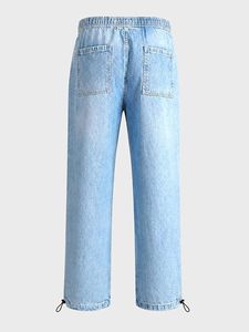 Jeans de Mezclilla para Hombre Abdul Royal World Export, Lavado Claro, 100% Algodón, Cintura Media, Corte Holgado, Estilo Jogger, con Cordón Ajustable y Elástico - Product Image 5