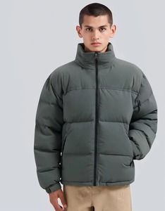 Chaqueta de Invierno para Hombre, Acolchada, de Color Sólido, con Cuello Alto, Cierre de Cremallera, Relleno Grueso de Poliéster, Ropa Casual para Exteriores - Product Image 3
