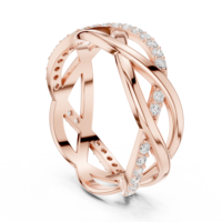 Bague en diamant couleur or rose, bande torsadée infinie pavée, bijou pour femme, cadeau d'anniversaire de mariage