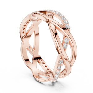 Anillo de Diamantes Color Oro Rosa con Banda Trenzada Infinita, Joyería de Regalo de Aniversario de Bodas para Mujer - Product Image 3