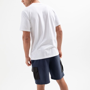 Men's <b>White</b> Crew Neck T-Shirt Navy <b>Cargo</b> Shorts Set Casual Summer Eco-Friendly Customizable Knitted Breathable 100% Cotton High - Product Image 5