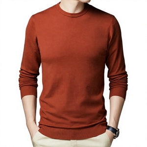 Men's Solid Color Knitted <b>Pullover</b> <b>Sweater</b> Full Sleeve Autumn Wear Maroon Long Sleeve Top 2026 - Product Image 3