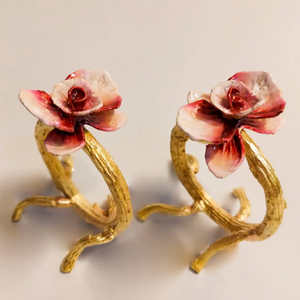 Sets Of 2 Aluminum Metal Flower Design Gold Plated Napkin <b>Holder</b> Premium Selling Product Classic Home - Product Image 1