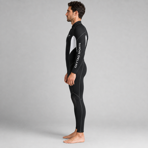 Combinaison de plongée en néoprène à manches longues Oxytag Sports, col roulé, coupe ajustée, séchage rapide, couleur unie, fermeture éclair sur le devant - Product Image 5
