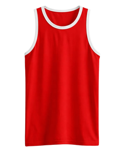 Custom Red White <b>Men</b> Tank Top Cotton Sleeveless Vest O Neck Summer Gym Workout Casual Plain <b>Singlet</b> OEM Manufacturer Supplier - Product Image 1