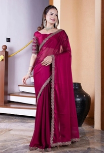 Sari de chifón bordado estilo Bollywood KV - Product Image 4