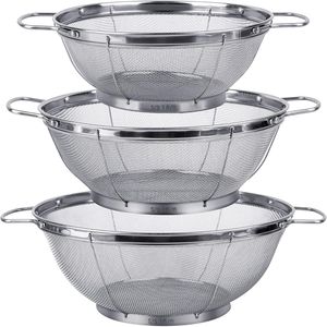 Set di 3 Colini in Acciaio Inox 18/8 (5-Quart, 4-Quart, 3-Quart) con Rete per Scolatura Efficiente - Product Image 1