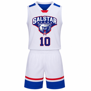 Maillots de basket-ball pour hommes de haute qualité, design tendance, personnalisés, ensembles d'uniformes d'équipe, col en V, sans manches, 100% polyester, séchage rapide - Product Image 2