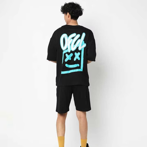 Conjunto de Ropa para Hombre, Verano, Algodón, Holgado, Informal, Dos Piezas, Camiseta y Pantalones Cortos de Playa, Traje Estampado de 2 Piezas para Hombre - Product Image 2