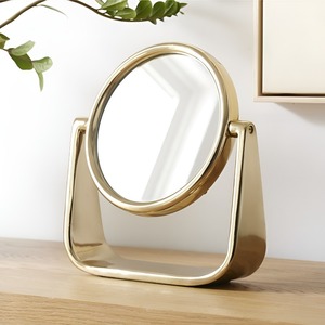 Hot Sale Cosmetic Black and Gold <b>Round</b> Desktop Adjustable Rotating Metal <b>Small</b> Table Makeup <b>Mirror</b> Vertical <b>Mirror</b> - Product Image 2