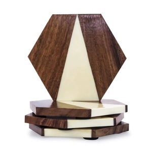 Posavasos de madera y piedra de calidad de lujo para uso en oficina y hogar. Hermosos posavasos a precio de mayorista desde India. - Product Image 2