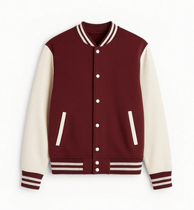 Chaqueta de béisbol vintage personalizada para hombres University College Varsity Kids Bomber Temporada de invierno Tela polar Manga de cuero en blanco - Product Image 2