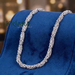 S925 Silver Lab Grown Diamond <b>Statement</b> <b>Necklace</b> Rhodium Plated Geometric Link Chain Luxury Unisex Everyday Wear Gift - Product Image 5