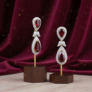 Boucles d'oreilles pendantes longues en grenat taille poire, hydro et zirconium cubique, 5 pouces, en argent 925 plaqué or, pour mariage, soirée, cadeau pour elle - Product Image 5