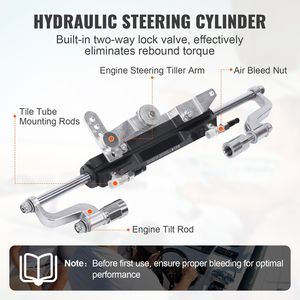 Kit di Sterzo Idraulico Fuoribordo da 300HP per Imbarcazioni Marine, Sistema Idraulico in Lega con Pompa Timone e Cilindro Bloccabile a Due Vie per Barche di 26 Piedi - Product Image 5