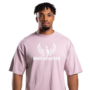 เสื้อยืดโอเวอร์ไซส์สีชมพูอมเทาสำหรับผู้ชาย ผ้าฝ้ายสโตนวอช คอกลม ทรงหลวม สไตล์ลำลอง แฟชั่นสตรีทแวร์ - Product Image 2