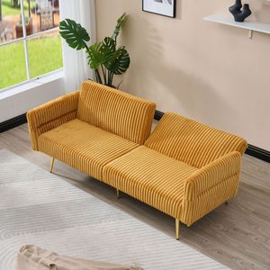 Divano Letto Doppio in Velluto a Coste da 79 Pollici con Braccioli Pieghevoli per Soggiorni e Piccoli Spazi, Design Pieghevole - Product Image 4