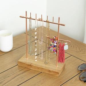 Functional Jewelry Organizer Stand With Dual Bar Design Necklace <b>Bracelet</b> Holder Multi Hook Layout Stylish Vanity Display - Product Image 1