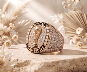 Bague de championnat en moissanite pavée ronde, cadeau de victoire sportive, bague signet en or, bague trophée de championnat de football - Product Image 3