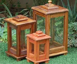 Juego de Faroles de Vidrio y Madera Hechos a Mano, Portavelas Decorativos para Jardín, Faroles Colgantes de Madera para Decoración de Bodas y Hogar, Venta al por Mayor - Product Image 1