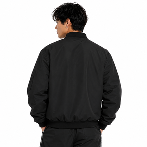 Blouson bomber noir pour homme, coupe-vent, fermeture éclair sur le devant, col montant, coupe classique, en polyester, pour l'automne, vestes pour homme - Product Image 2