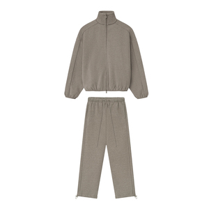 Conjunto de chándal de invierno para hombre, de forro polar grueso, con chaqueta holgada con cremallera y pantalones deportivos acampanados, estilo urbano, de 2 piezas. - Product Image 6