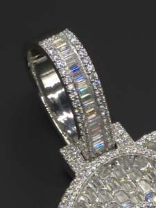 Luxury White <b>Gold</b> Moissanite <b>Pendant</b> 10k 14k 18k 925 Silver Geometric Charm Baguette Cut D Color Lab Grown Diamond Unisex Wear - Product Image 4
