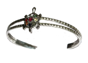 Memoria Jewels 925 <b>Solid</b> Sterling <b>Silver</b> Natural Navratna Gemstone <b>Bracelet</b> White Pearl Animal Design 16.5 Gram Grade Exclusive - Product Image 6