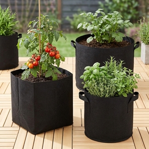 Non Woven Felt 5-Pack 5 7 10 20 100 Gallon 300G Thickened Fabric Garden Pots Disposable Plant Grow <b>Bags</b> - Product Image 3