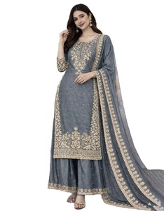 Conjunto de Salwar Kameez Casual de Calidad Estándar hasta la Rodilla con Dupatta para Mujer, Traje Palazzo para Fiestas y Festivales - Product Image 3