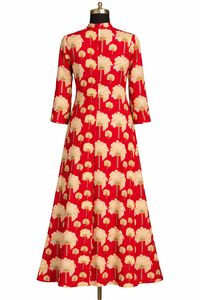 <b>Boho</b> Floral Print <b>Long</b> <b>Dress</b> Button Down Kali Style Gown 100% Cotton Women Summer Maxi <b>Dress</b> Handmade Masterpiece Apparel - Product Image 5