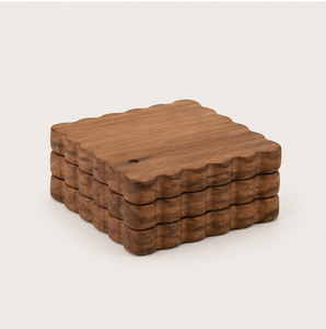 Wholesale Custom Logo Scalloped Wood <b>Coasters</b> Set Of 4 Natural Acacia Solid Wood Drink Mats Eco-Friendly <b>Heat</b> Resistant Table - Product Image 4