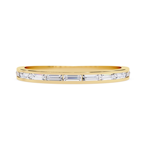 แหวนเพชรแท้ทรงฮาล์บบาแก็ตต์แบบ Eternity Band ทองคำบริสุทธิ์ 18K แหวนหรูสำหรับผู้หญิง แหวนแต่งงาน เครื่องประดับชั้นดี ของขวัญสำหรับเธอ - Product Image 1