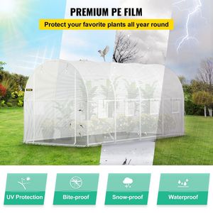 Portatile 15X6.5X7 ft Tunnel bianco Walk-in serra cerchi in acciaio zincato 1 trave superiore 8 avvolgi finestre con cerniera per - Product Image 4