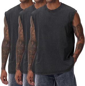 Débardeurs Homme Personnalisés à Logo Brodé Respirants Coupe Musclée Unie Sans Manches pour Entraînement en Mélange Polyester/Coton – Prix Usine - Product Image 1