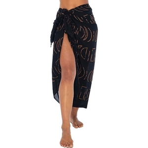 Paréo de plage imprimé pour femme avec franges bohèmes et pince à cheveux noix de coco - Jupe portefeuille ou châle de plage - Product Image 2